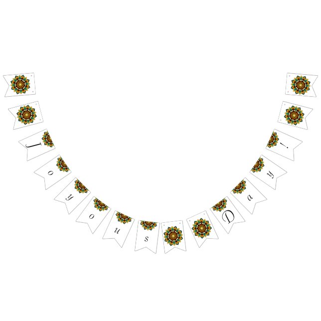 Joyous Day! Mandala i gult och vid buntning Vimplar (Alla)