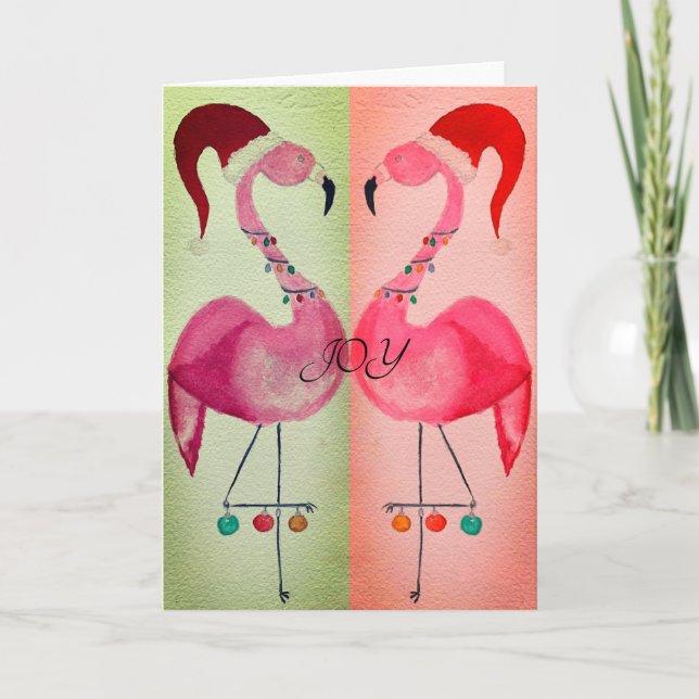Joyous Flamingo-julkort: Bi-färg-kort Kort (Framsida)