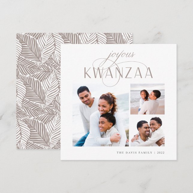 Joyous Flourish | 3 Photo Collage Kwanzaa Julkort (Fram/baksida)