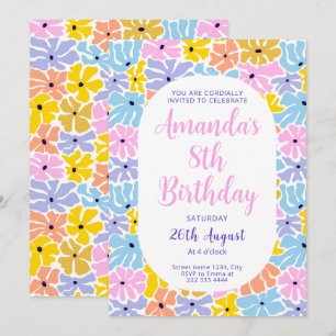 Joyous Flower Fiesta Birthday Inbjudningar