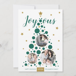 Joyous Grönt & Guld Gräs Träd Helgdag-fotokort Julkort