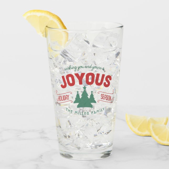 Joyous Julhelg Fir Träd Red/Grönt ID580 Glaskopp (Framsida Ice)