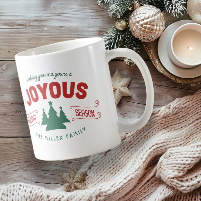 Joyous Julhelg Fir Träd Red/Grönt ID580 Kaffemugg (Skapare uppladdad)