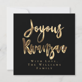 Joyous Kwanzaa Elegant Black and Guld look Script Julkort