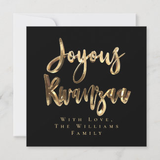 Joyous Kwanzaa Elegant Black and Guld look Script Julkort