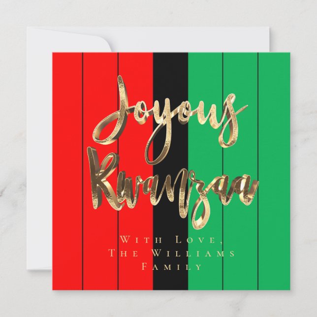 Joyous Kwanzaa Elegant Script Red Black Grönt Julkort (Framsida)