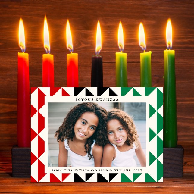 Joyous Kwanzaa Geometric Modern Helgdag Photo Card Julkort (Skapare uppladdad)