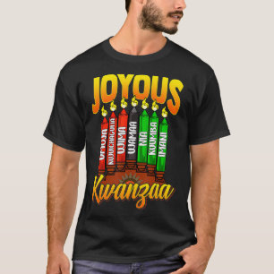 Joyous Kwanzaa Kinara Candles Ombre 7 Principles T Shirt