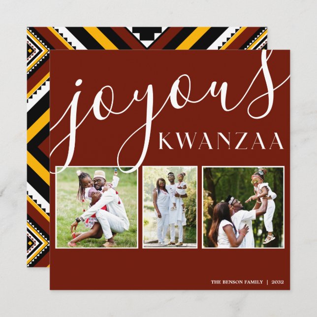Joyous Kwanzaa Photo 3 Collage Julkort (Fram/baksida)