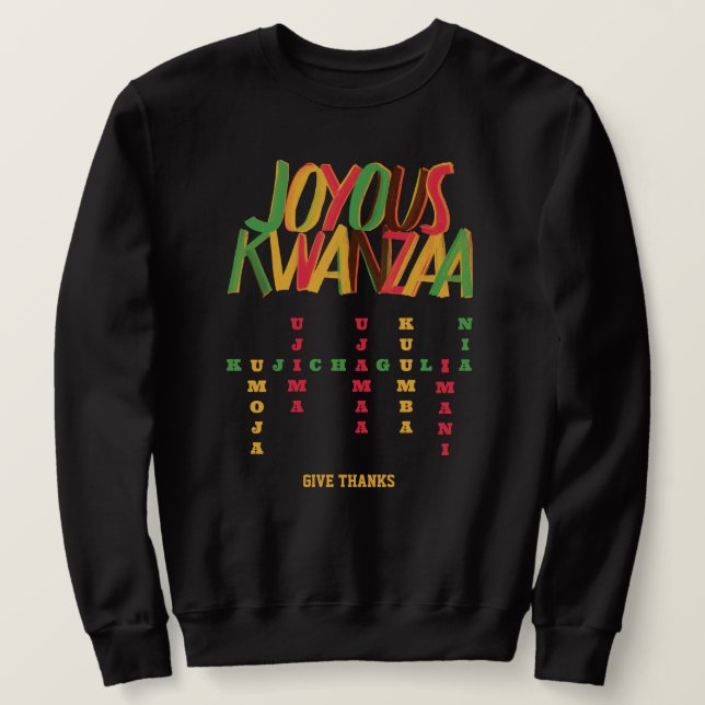 Joyous KWANZAA Principles Crossword Lång Ärmad Tröja (Design framsida)
