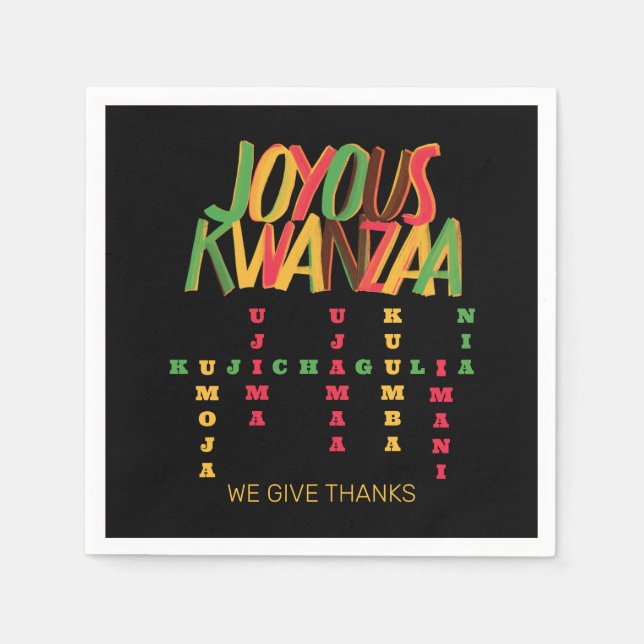 Joyous KWANZAA Principles Crossword Pappersservett (Framsidan)