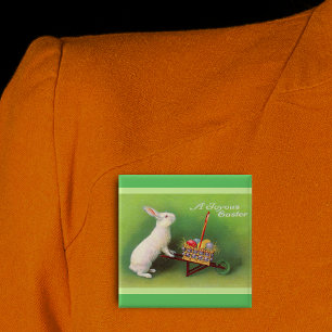 Joyous Påsk Rabbit Basket Eggs Knapp