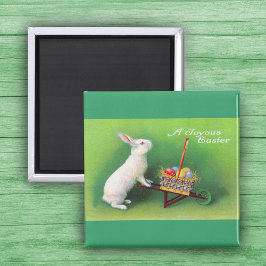 Joyous Påskhare and Wheelbarrow Magnet