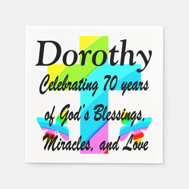 JOYOUS PERSONLIG 70 BIRTHDAY NAPKINS PAPPERSSERVETT (Framsidan)