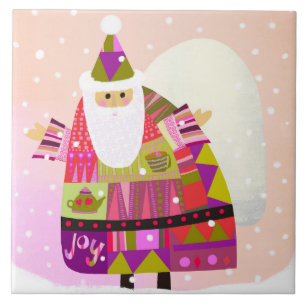 Joyous Santa Trivet Kakelplatta