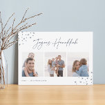 Joyous Sketch | Hanukkah Photo Collage Julkort<br><div class="desc">Skicka Hanukkah hälsning till vänner och familj i chic stil med våra elegant-fotokort. Designad för att rymma tre av dina favoritfoton som arrangerats sida vid sida i ett kollageformat, kortfunktionerna "joyous Hanukkah" i avslappnad-handskisserade skript med text som är adorterad med hand plockade-stjärnor i hörnen. Anpassa med din familj namn och...</div>