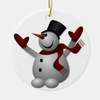 Joyous snögubbe julgransprydnad keramik