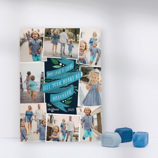 Joyous Tidings | Hanukkah Photo Collage Card Julkort (Skapare uppladdad)