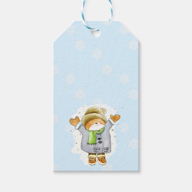 Joyous Winter Cat Presentetikett (Framsidan)