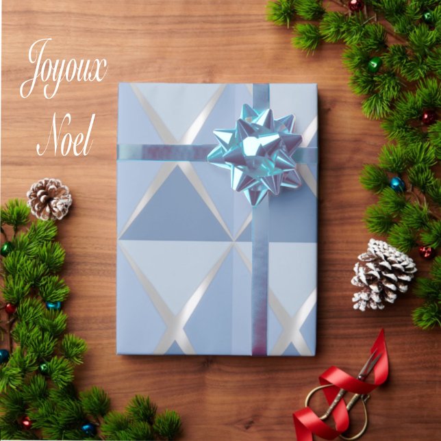 Joyoux Noel Christmas Blue Wrapping Paper Presentpapper (Skapare uppladdad)