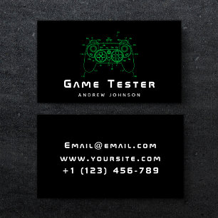 Joystick Game Tester Gamer för Neon Grönt Controll Visitkort