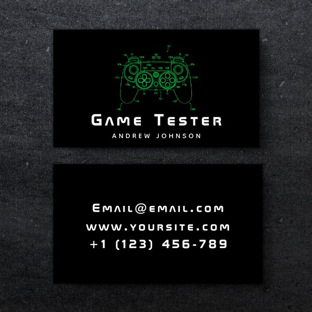 Joystick Game Tester Gamer för Neon Grönt Controll Visitkort (Skapare uppladdad)