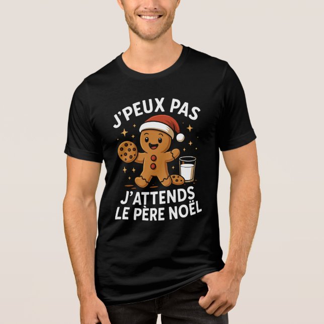 J'peux pas J'attends Le Père Noël Manchot Et Renne T Shirt (Framsida)