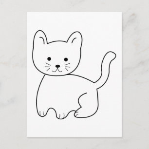 jpgcat SERIEFIGUR SKISS TECKNING KATTUNGE KATT HUS Vykort