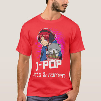 JPop Cat Lover Ramen Älskare Anime Japansk Pop Mus T Shirt