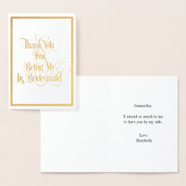 Jr Bridesmaid Tack Gold Foil Card Folierat Kort