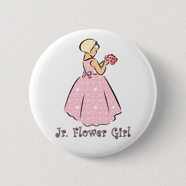 Jr. Flower Girl Bröllop ID Button Knapp (Framsida)