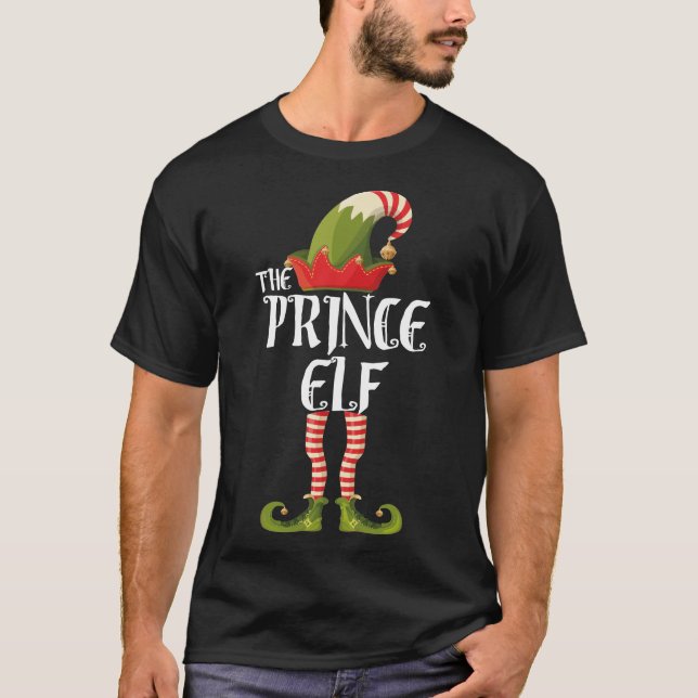 Jristmas för matchning av prince elf-familjen t shirt (Framsida)