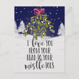 Jristmas helgdagar I kärlek, du mistletoe pun roli Vykort