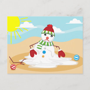 Jristmas i July snögubbe Helg Vykort