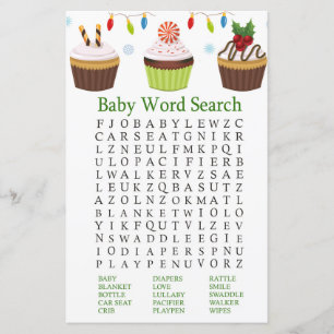 Jristmas muffins Baby Shower Ord Search Game