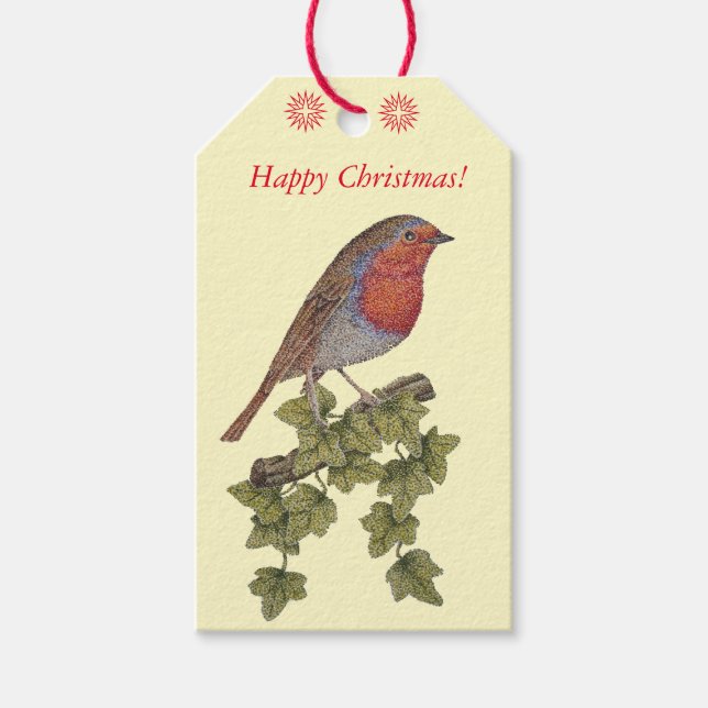 Jristmas robin och visuellt illustration av vilda  presentetikett (Framsidan)