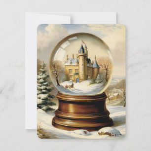 Jristmas snö globe vintage julkort