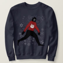 Jristmas sweater med bigfoot och tomten; unisex
