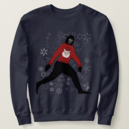 Jristmas sweater med bigfoot och tomten; unisex lång ärmad tröja