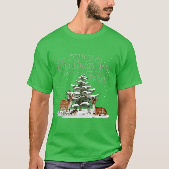Jristmas tar med sig julglädje från skogen g t shirt (Framsida)