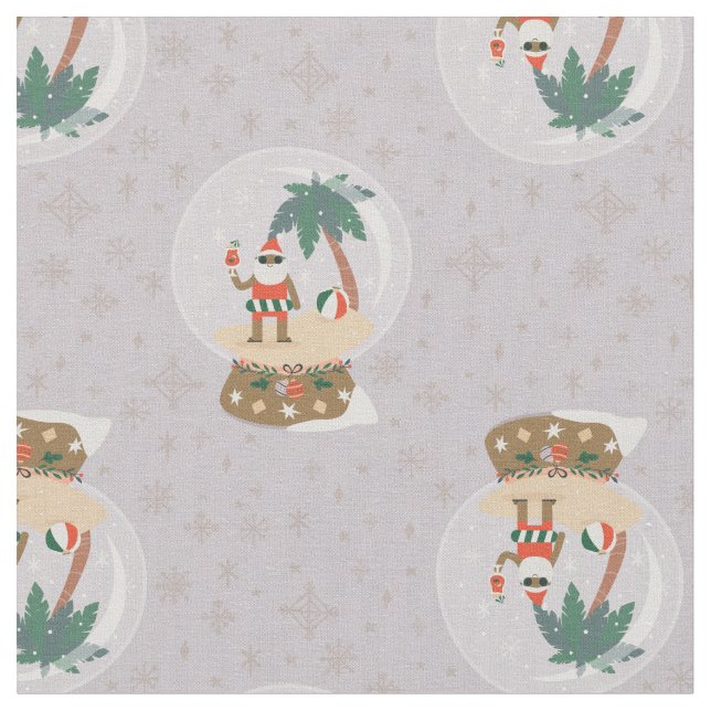 Jristmas Tropical Sommar snö globe Black Santa Tyg (Närbild)