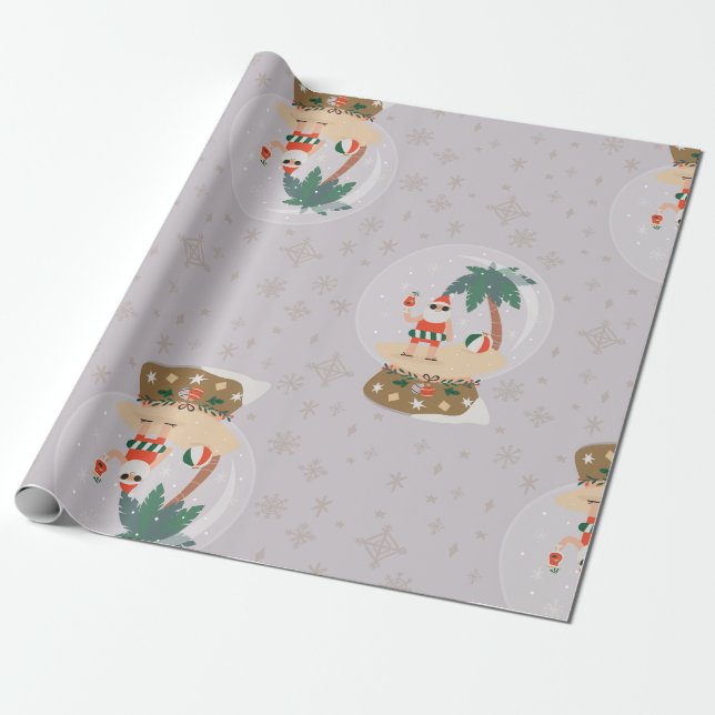 Jristmas Tropical Summer snö globe Presentpapper (Utrullad)