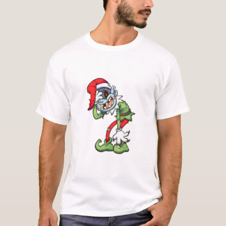 Jristmas zombie elf med ont leende t shirt