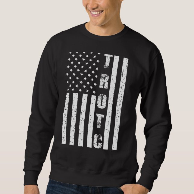 Jrotc Us Junior Rotc Distress American Flagga Cool Lång Ärmad Tröja (Framsida)