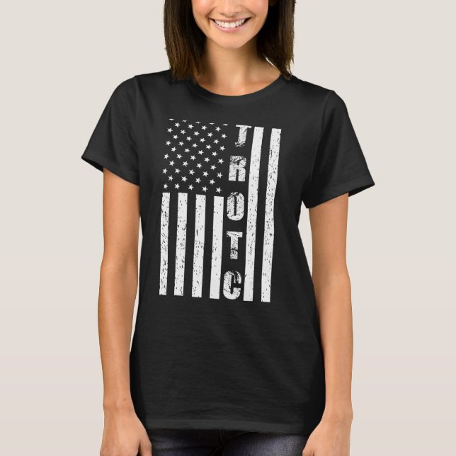 Jrotc Us Junior Rotc Distress American Flagga Cool T Shirt (Framsida)
