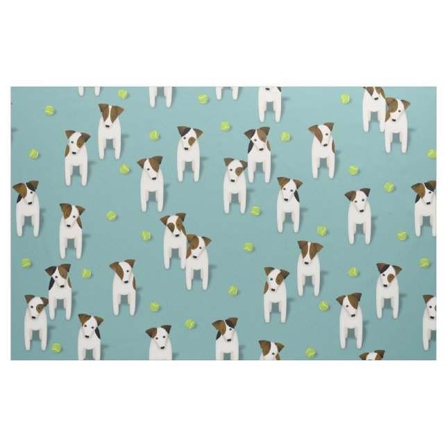 JRT PRT Terriers hundar tennis bollar teal any fär Tyg (Fat Quarter)