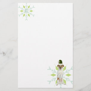 JRT Santa Hund Grönt jul Monogram Brevpapper