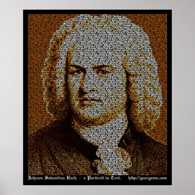 JS Bach text porträtt Poster (Framsidan)