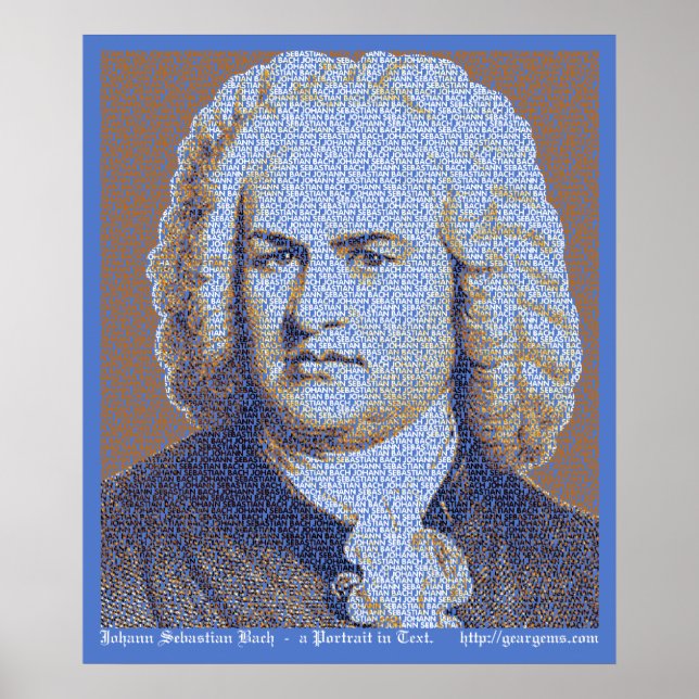 JS Bach text porträtt Poster (Framsidan)