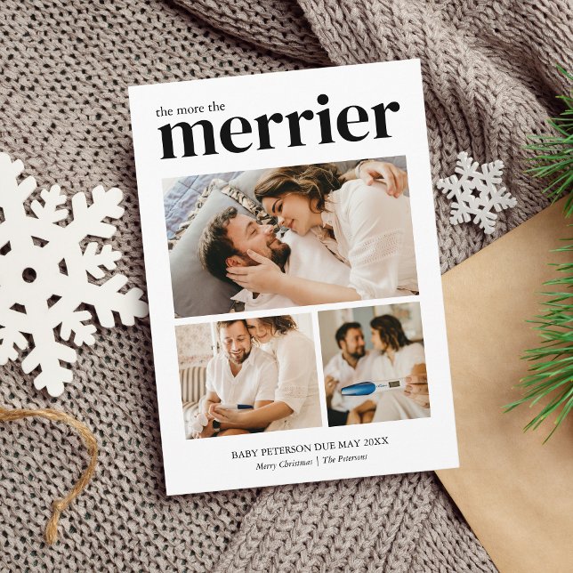 Ju fler desto bättre Modern jul Graviditet Julkort (The more the merrier - pregnancy christmas card)